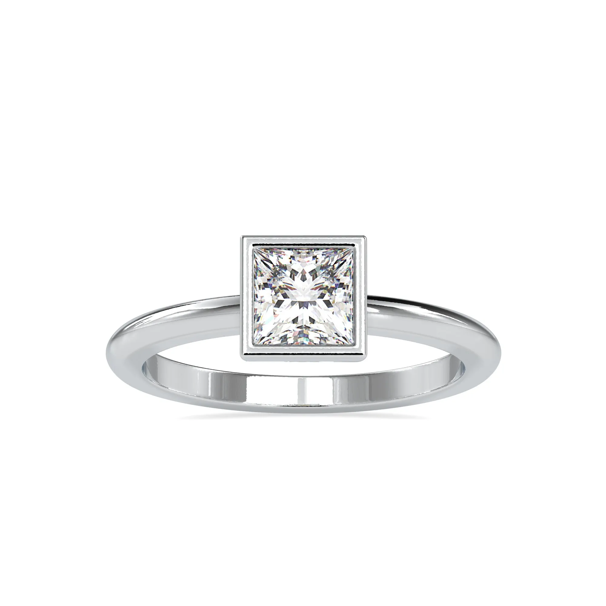 0.30cts. Princess Cut Diamond Platinum Solitaire Engagement Ring JL PT 0077-A