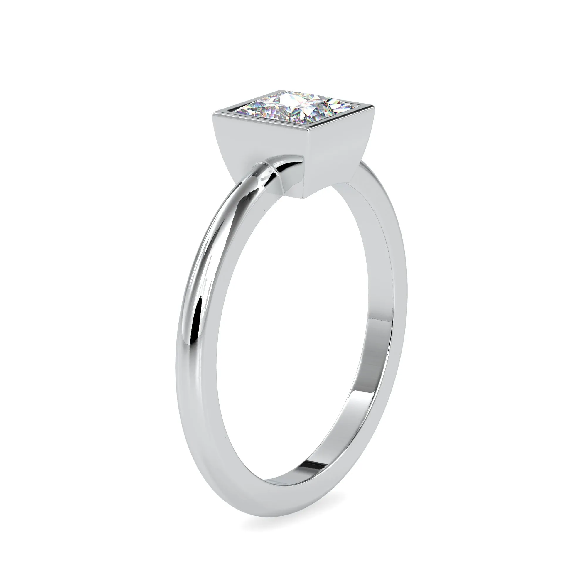 0.30cts. Princess Cut Diamond Platinum Solitaire Engagement Ring JL PT 0077-A