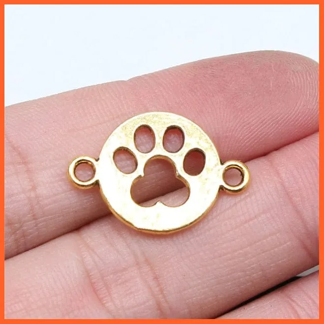 10Pcs 24X16Mm Paw Charm Connector Pendants | Paw Pendants Connector  For Diy Jewelry Making