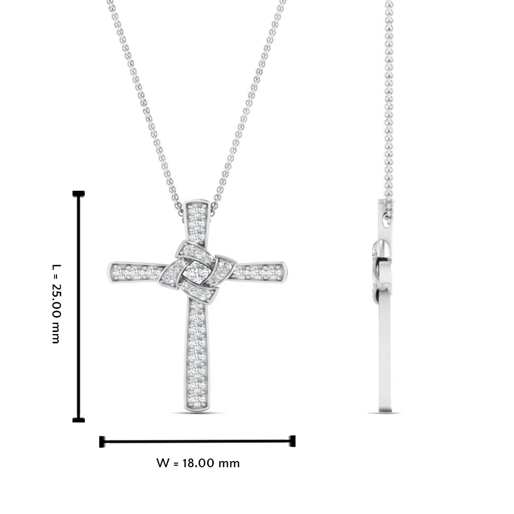 1/3 Ctw Unique Lab Diamond Cross Pendant For Women 14K Gold