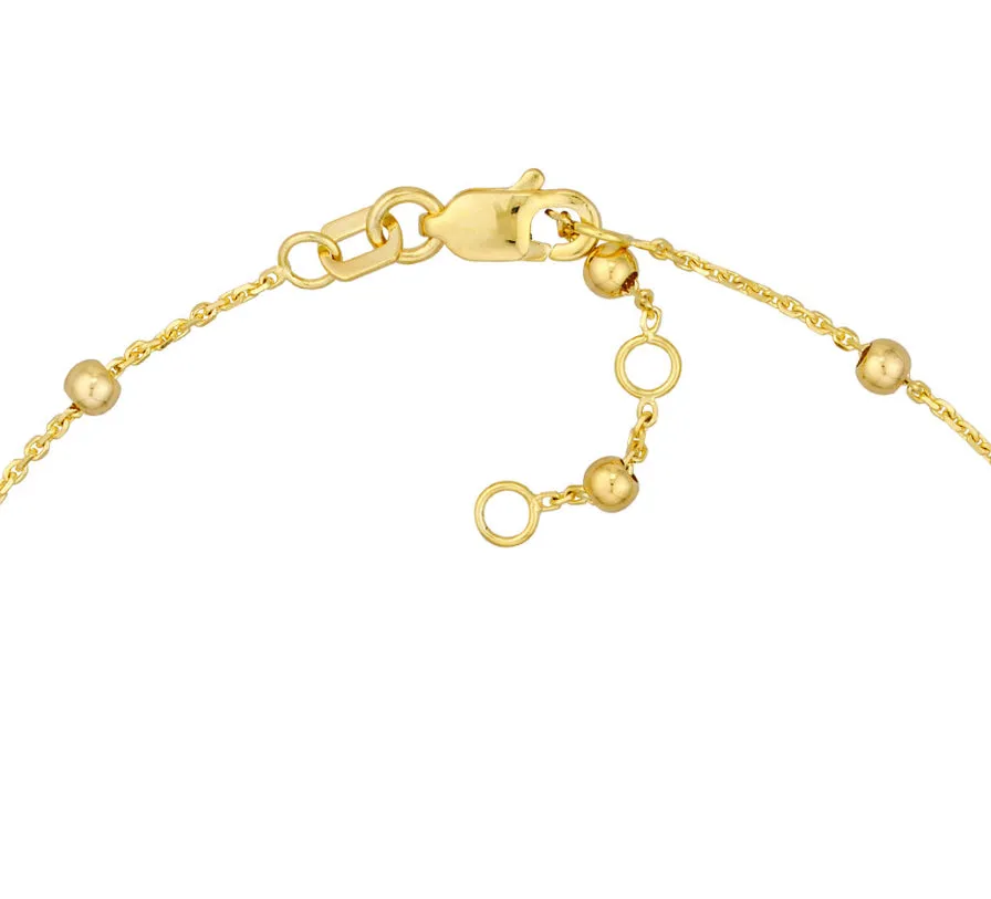 14K Adjustable Virgin Mary & Cross Beaded Bracelet