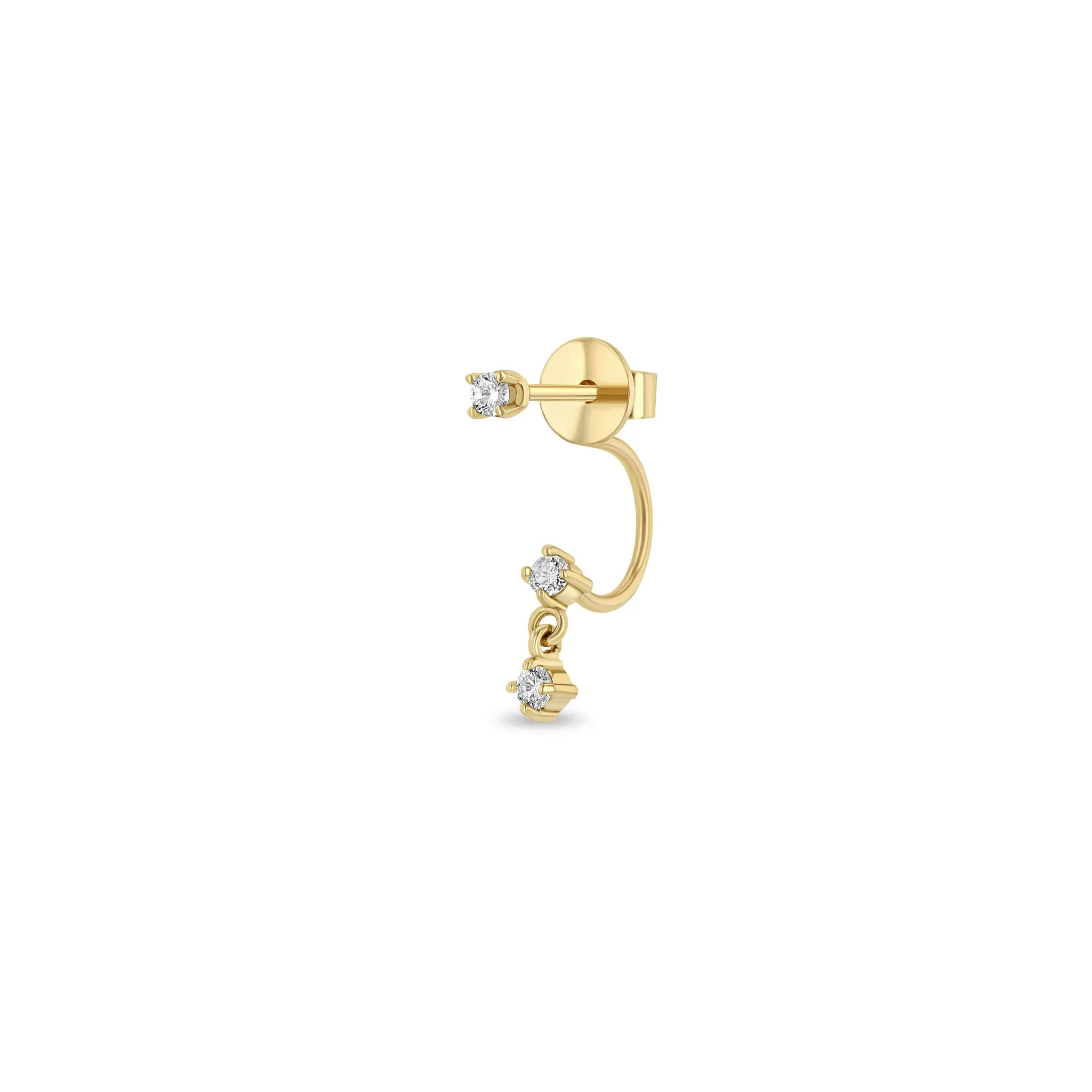 14k Diamond Stud with Dangling Diamonds Jacket Earring