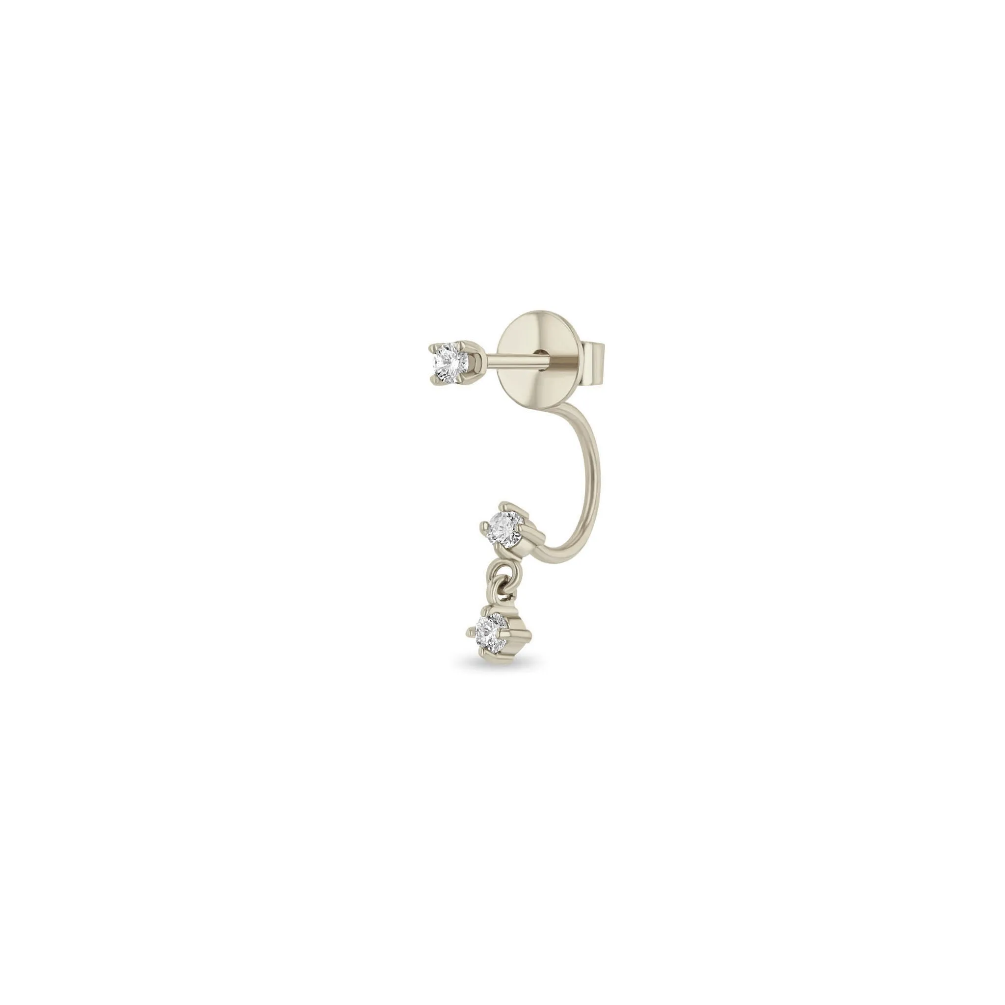 14k Diamond Stud with Dangling Diamonds Jacket Earring