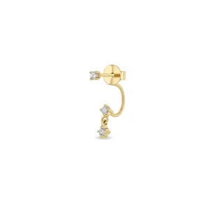 14k Diamond Stud with Dangling Diamonds Jacket Earring