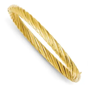 14K Gold Polished Oversize Swirl Hinged Bangle with Safety Bar