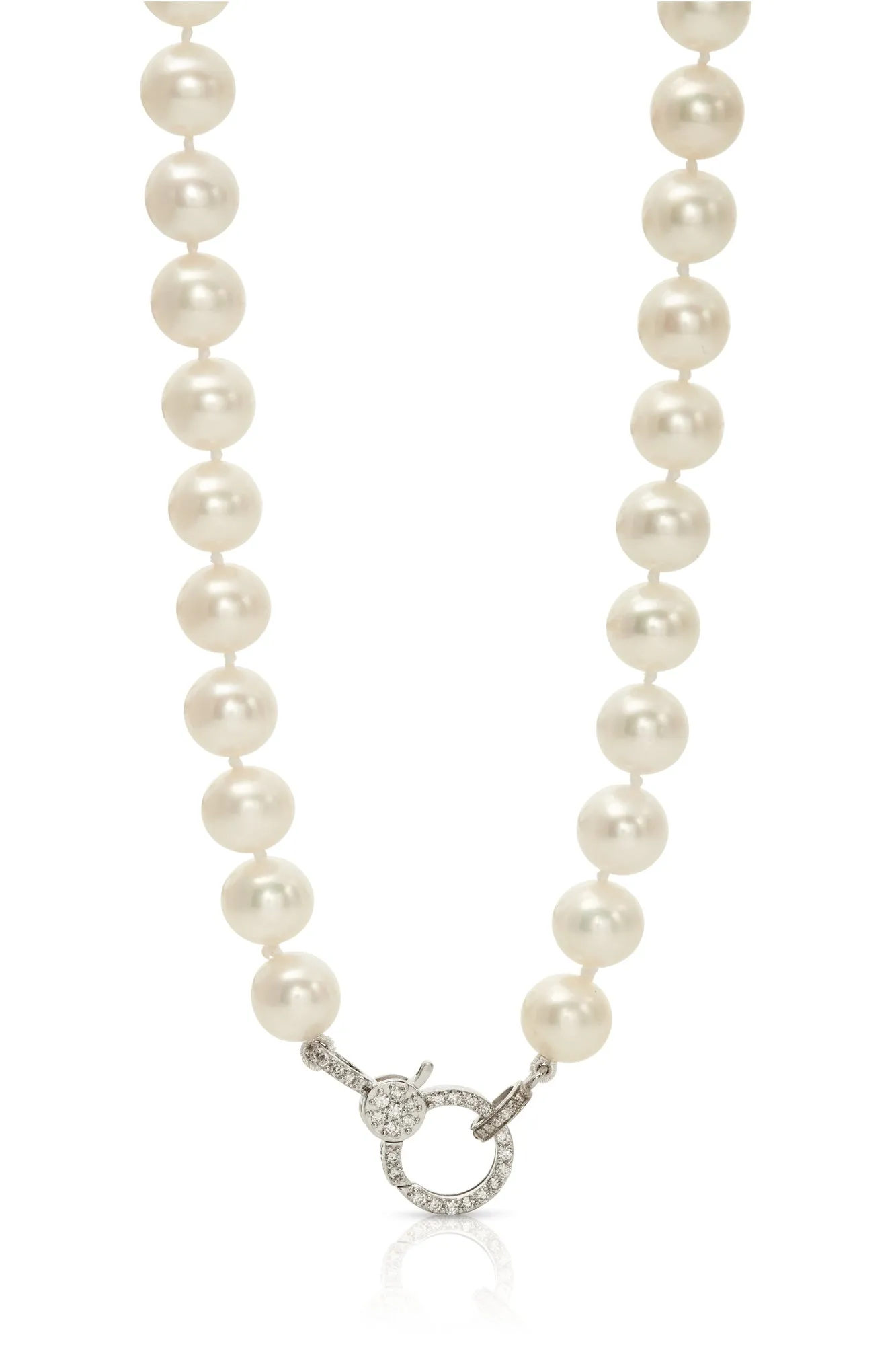 14KW Pave Clasp Pearl Strand Necklace
