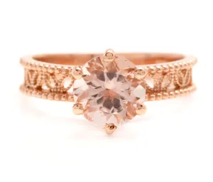 1.70 Carats Exquisite Natural Morganite 14K Solid Rose Gold Ring