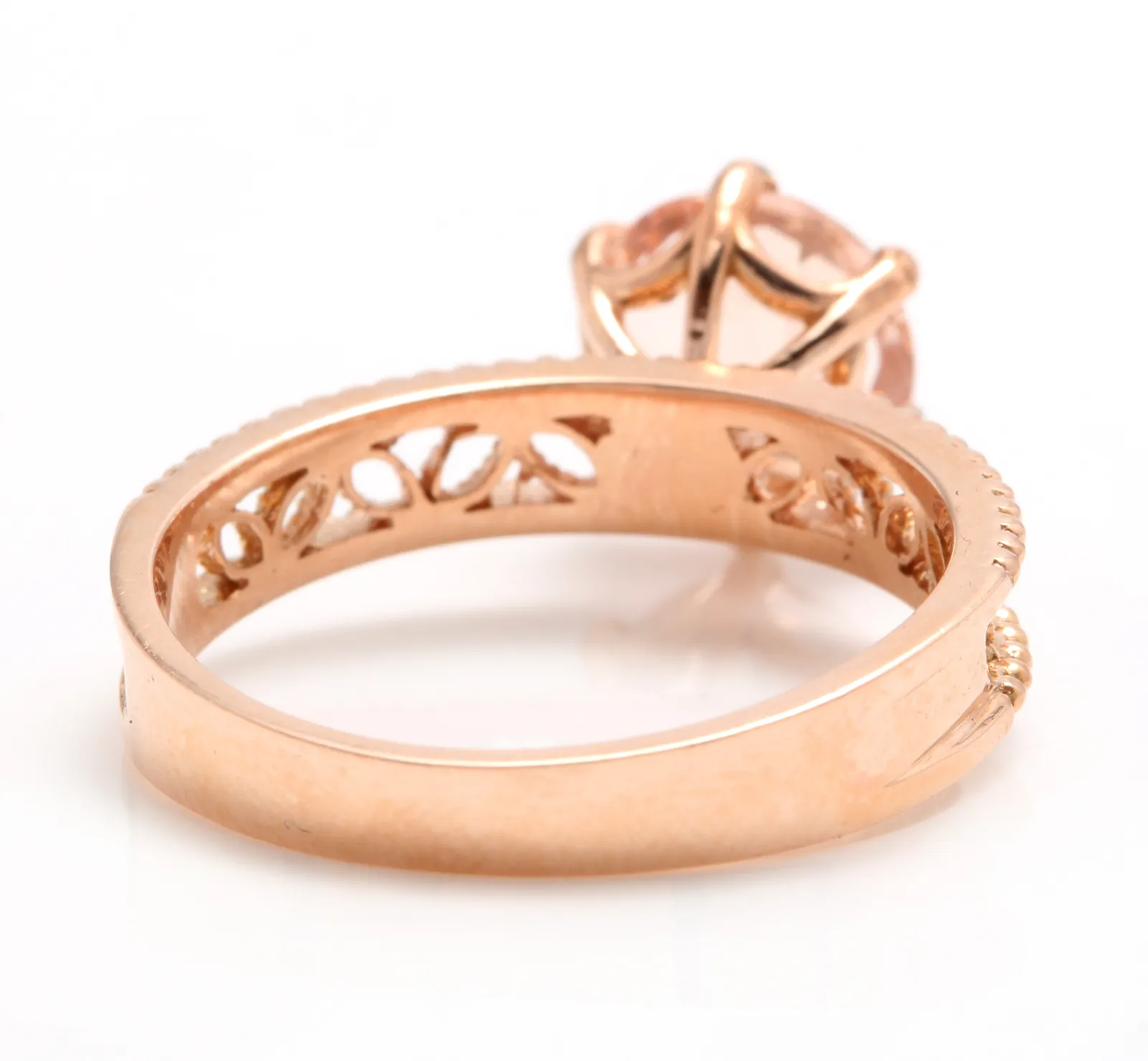 1.70 Carats Exquisite Natural Morganite 14K Solid Rose Gold Ring