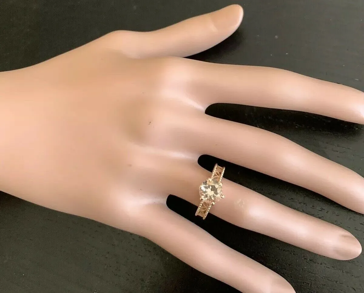 1.70 Carats Exquisite Natural Morganite 14K Solid Rose Gold Ring