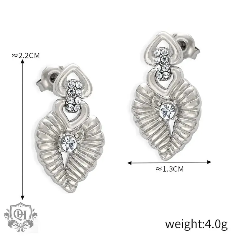 18K gold light luxury retro geometric flower diamond design palace style earrings