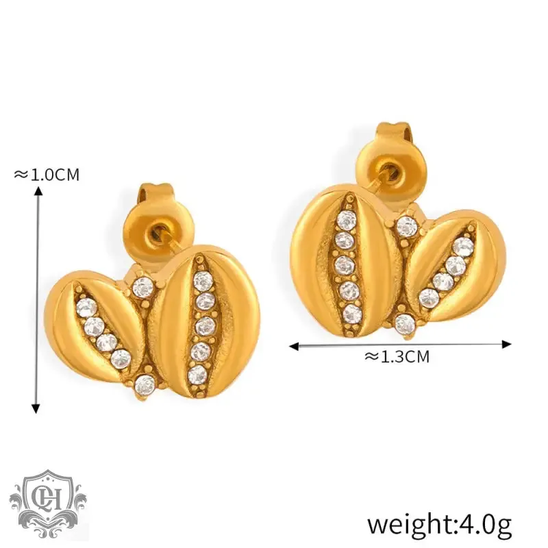 18K gold light luxury retro geometric flower diamond design palace style earrings