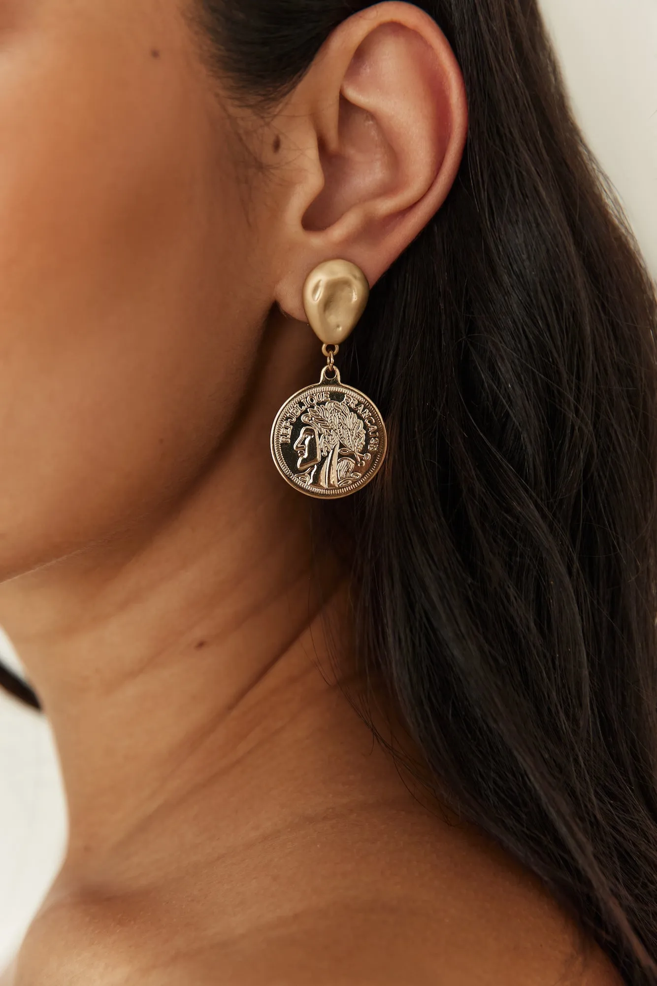 18K Gold Plated Lucky Coin Earrings Gold