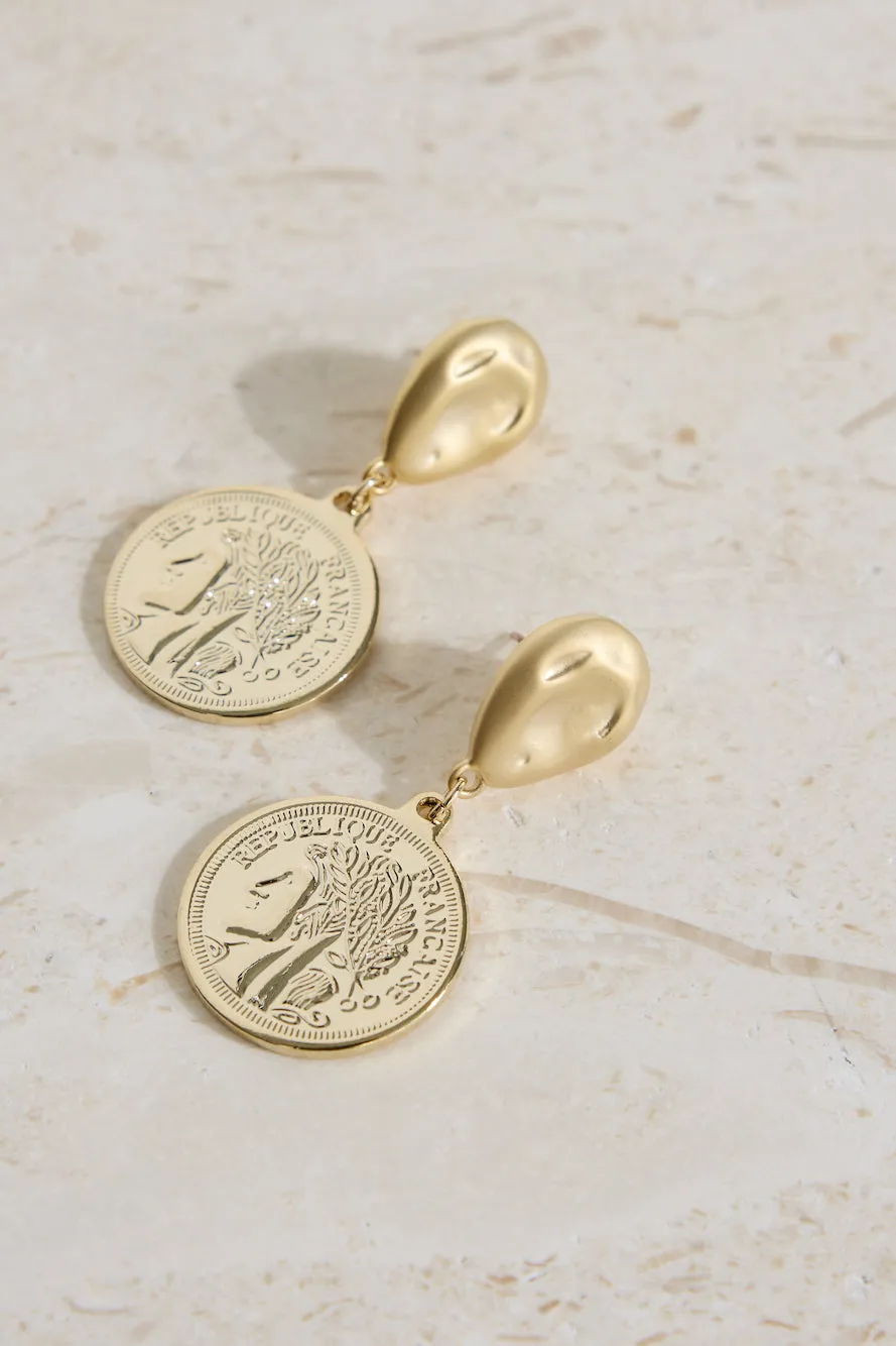 18K Gold Plated Lucky Coin Earrings Gold