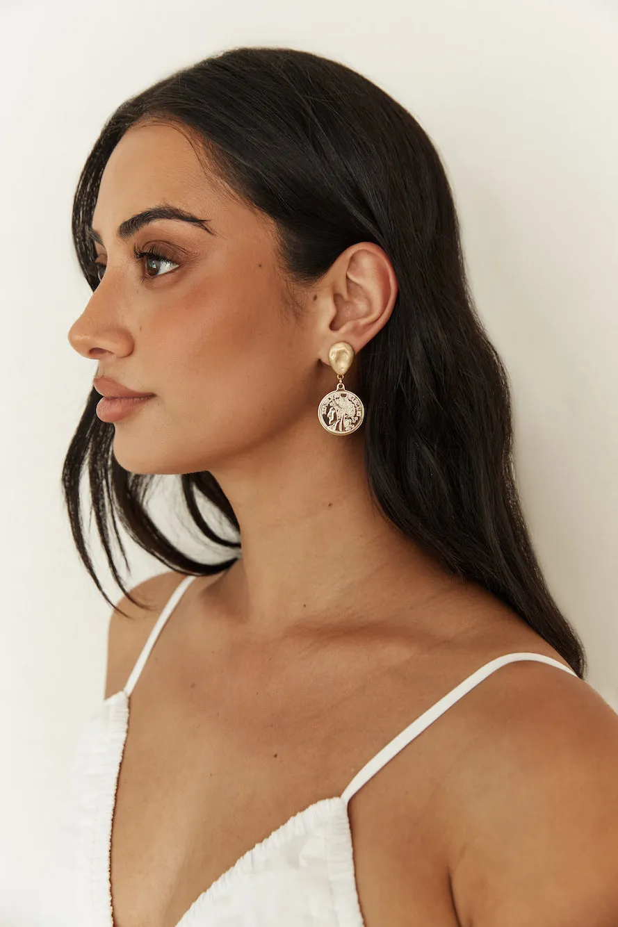 18K Gold Plated Lucky Coin Earrings Gold