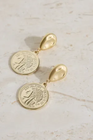 18K Gold Plated Lucky Coin Earrings Gold
