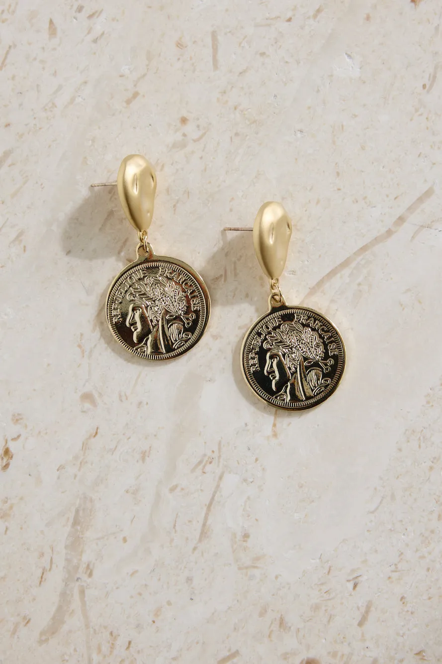 18K Gold Plated Lucky Coin Earrings Gold