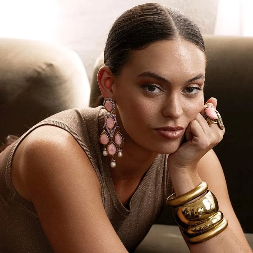 18k Gold Vermeil Petalite Chandelier Earrings: The Adele
