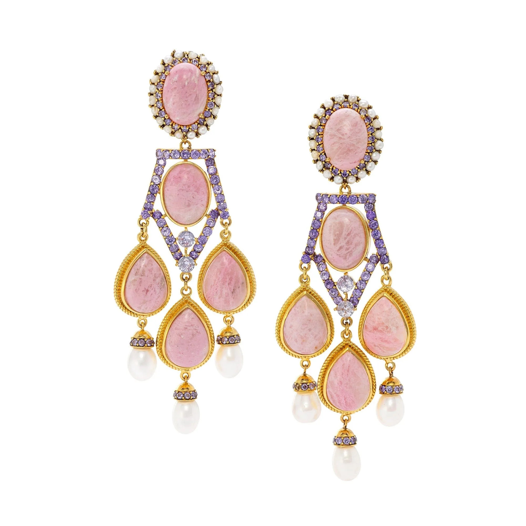 18k Gold Vermeil Petalite Chandelier Earrings: The Adele