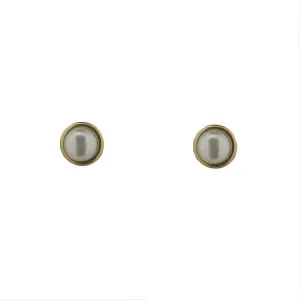 18K Yellow Gold Cultivated Pearl Bezel Screwback Earrings