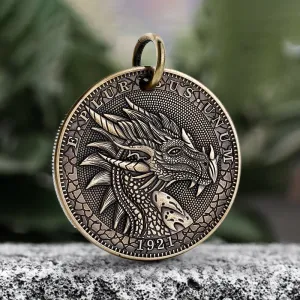 1921 American Morgan Dragon Brass Hobo Nickel Pendant