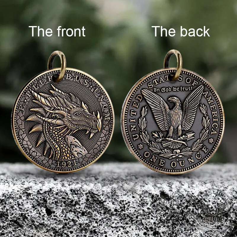1921 American Morgan Dragon Brass Hobo Nickel Pendant