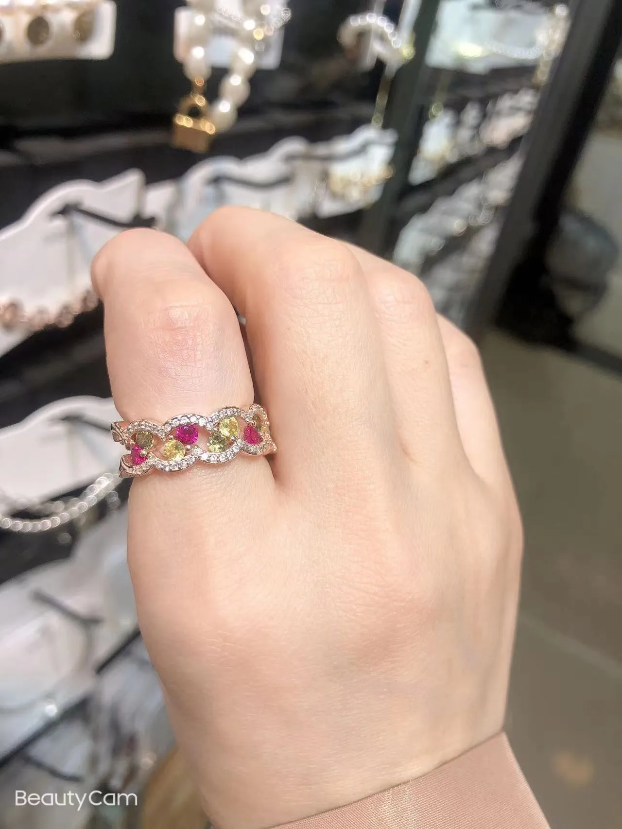 2022 Korean New Exquisite Lovely Pink Love Opening Ring Fashion Temperament Versatile Ring Female Jewelry