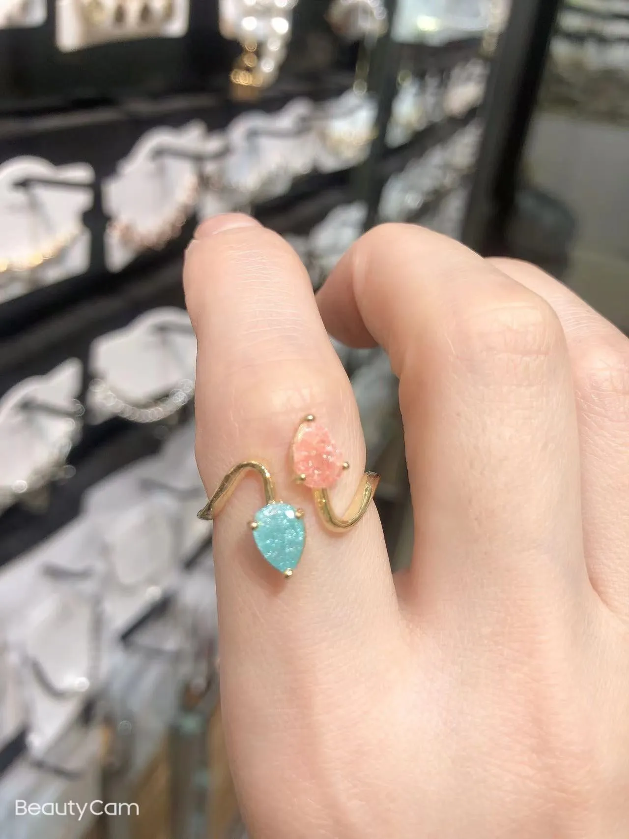 2022 Korean New Exquisite Lovely Pink Love Opening Ring Fashion Temperament Versatile Ring Female Jewelry
