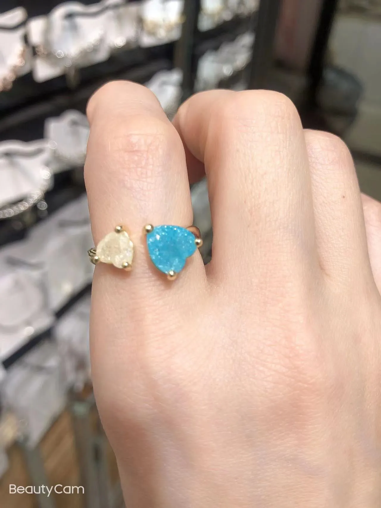 2022 Korean New Exquisite Lovely Pink Love Opening Ring Fashion Temperament Versatile Ring Female Jewelry