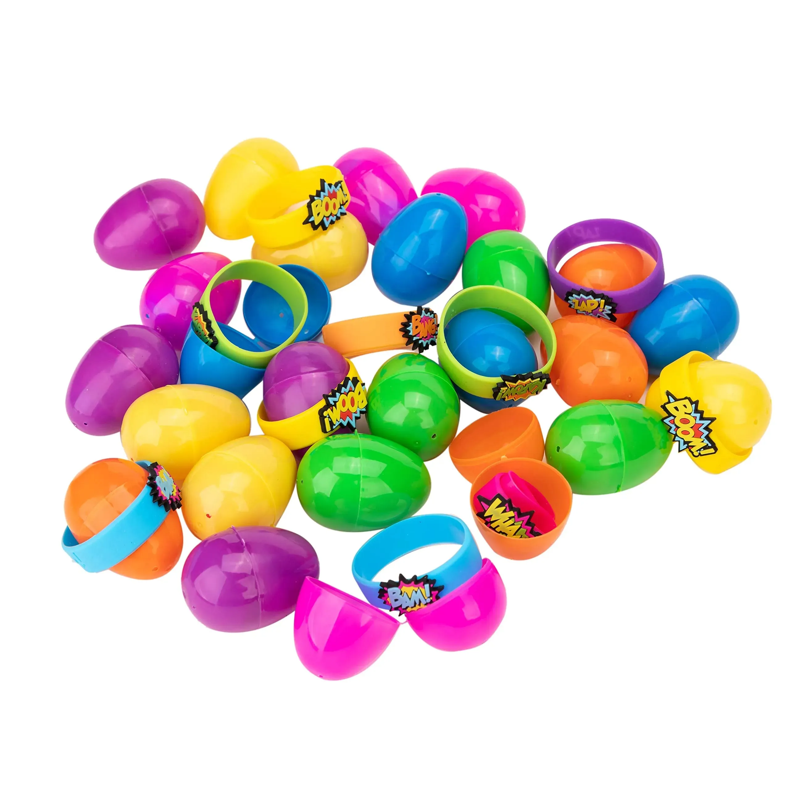 24Pcs Rubber Bracelets Prefilled Easter Eggs