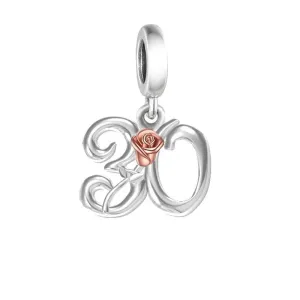 30th Birthday Rose Gold Dangle Charm