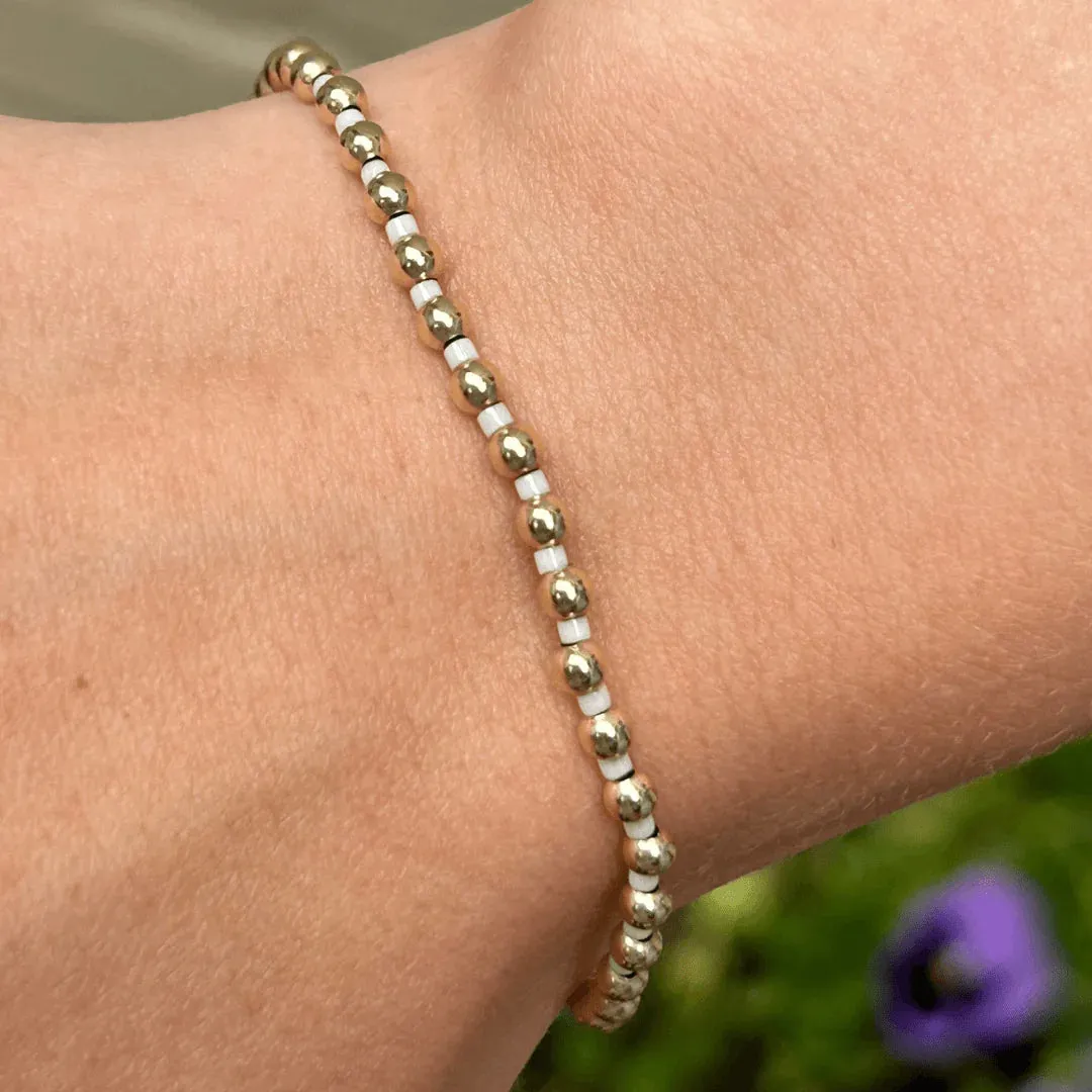 3mm Color Crush Newport Ivory & Gold Waterproof Bracelet