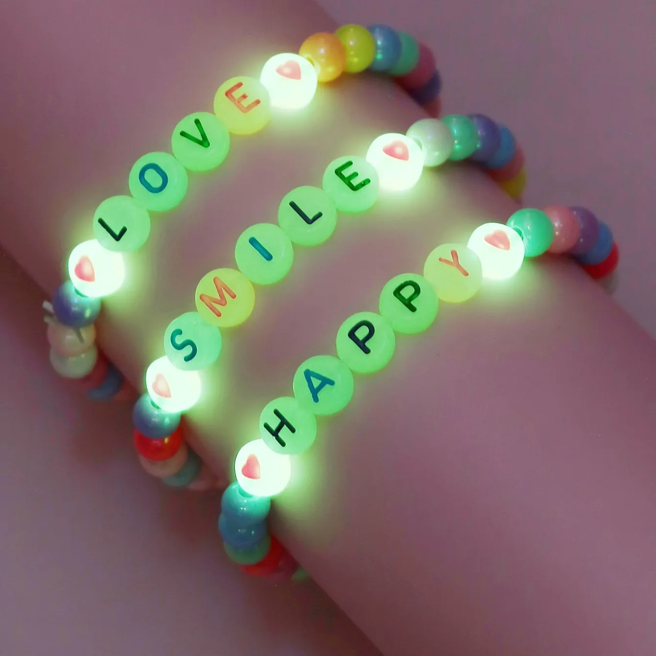 3pcs Luminous Acrylic Beads Bracelet Set