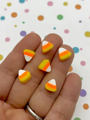 40 Polymer Clay Candy Corn Beads, Cute Halloween Fimo Beads For Decoden, 357a