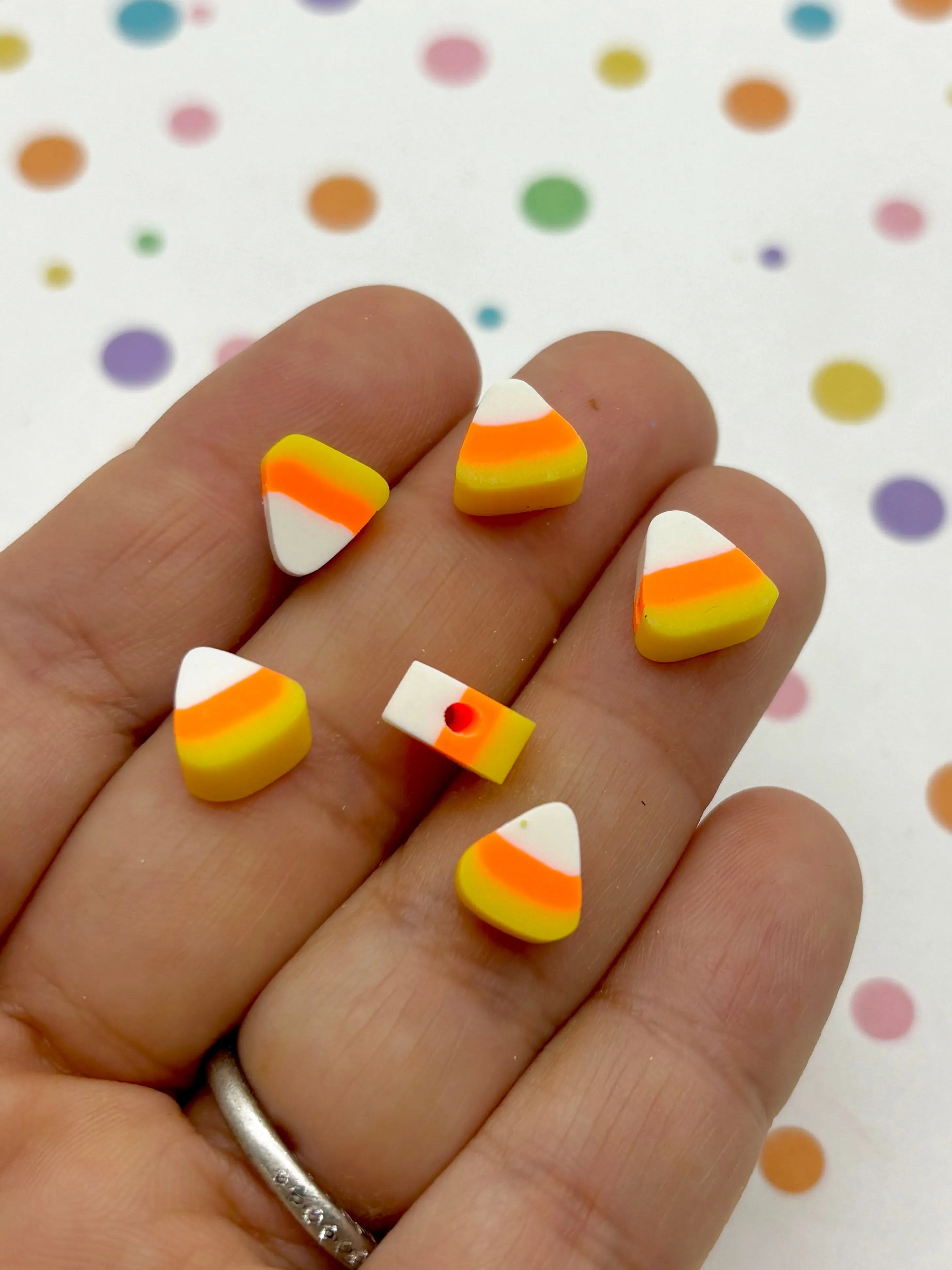 40 Polymer Clay Candy Corn Beads, Cute Halloween Fimo Beads For Decoden, 357a
