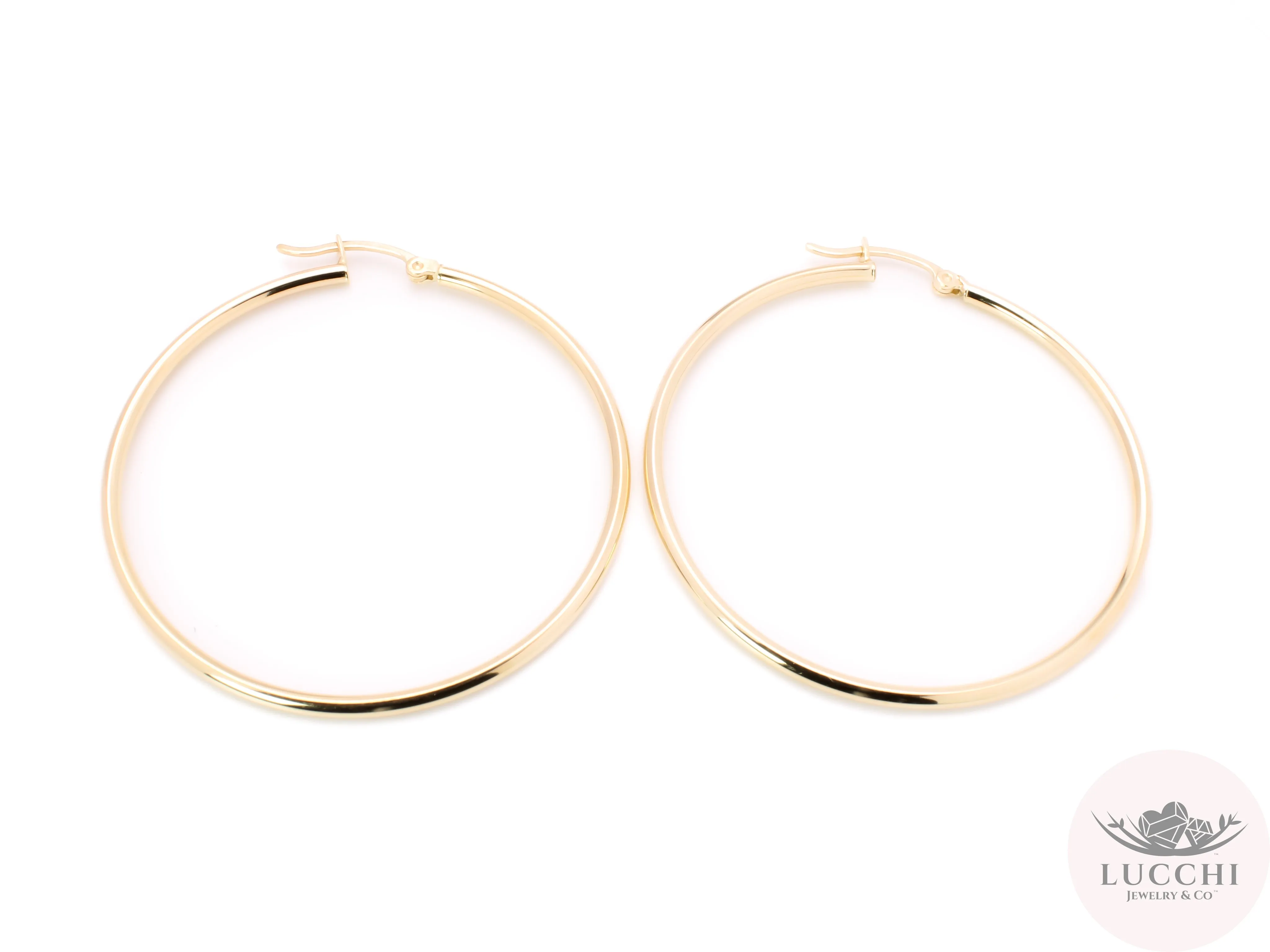 40mm Classic Hoop Earrings - Natural - 14k