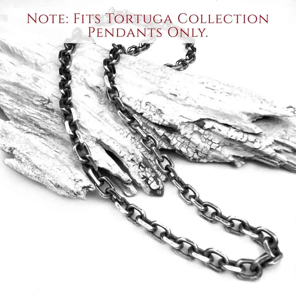 6.5 mm LUXURY WEIGHT Sterling Silver Antiqued Tortuga Anchor Chain | #C7361