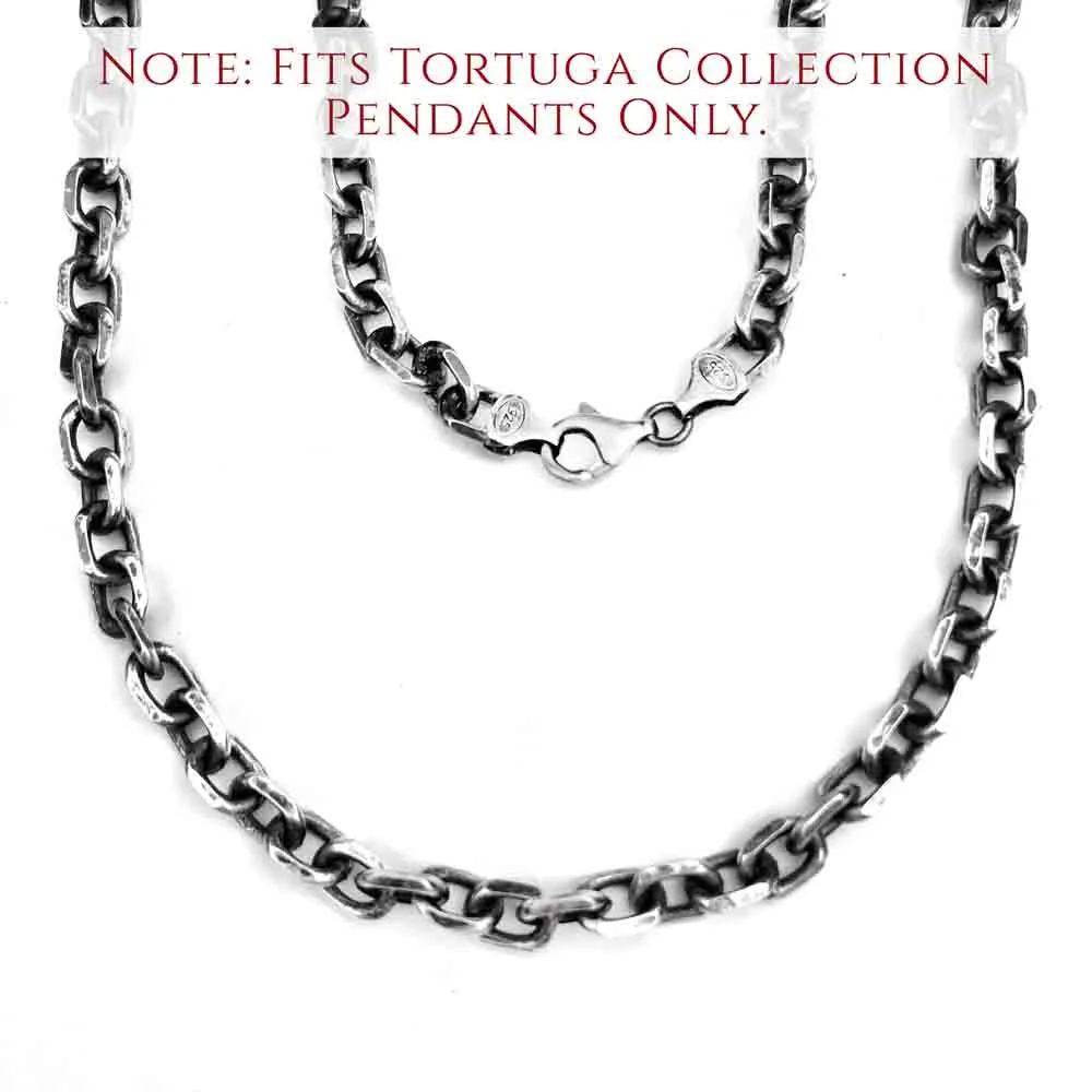 6.5 mm LUXURY WEIGHT Sterling Silver Antiqued Tortuga Anchor Chain | #C7361