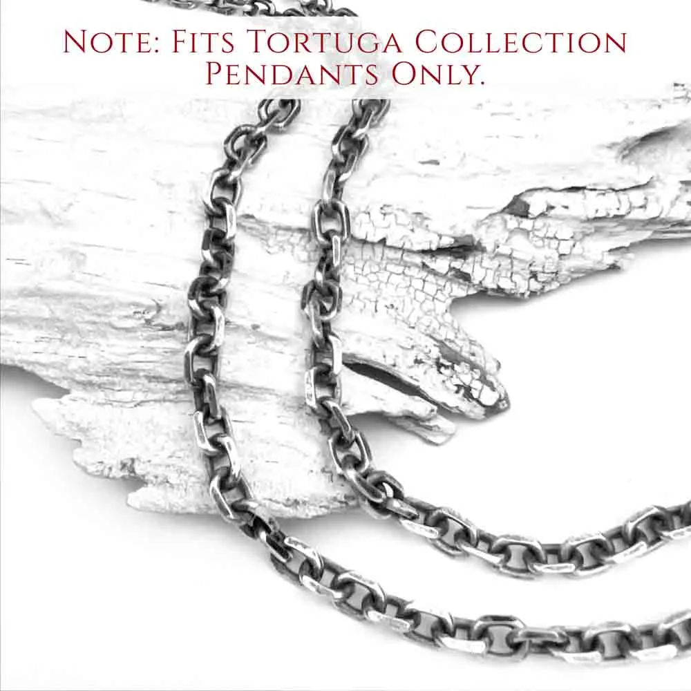 6.5 mm LUXURY WEIGHT Sterling Silver Antiqued Tortuga Anchor Chain | #C7361