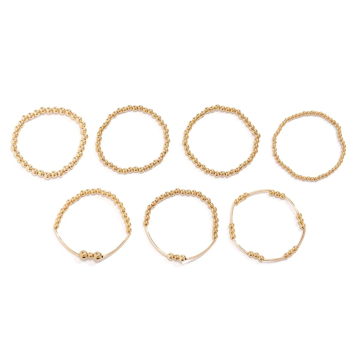7 Pcs Gold Plated Ball Chain Stackable Bracelet Set