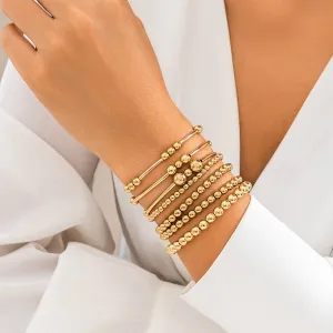 7 Pcs Gold Plated Ball Chain Stackable Bracelet Set