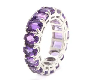 8.00 Carats Exquisite Natural Amethyst 14K Solid White Gold Ring