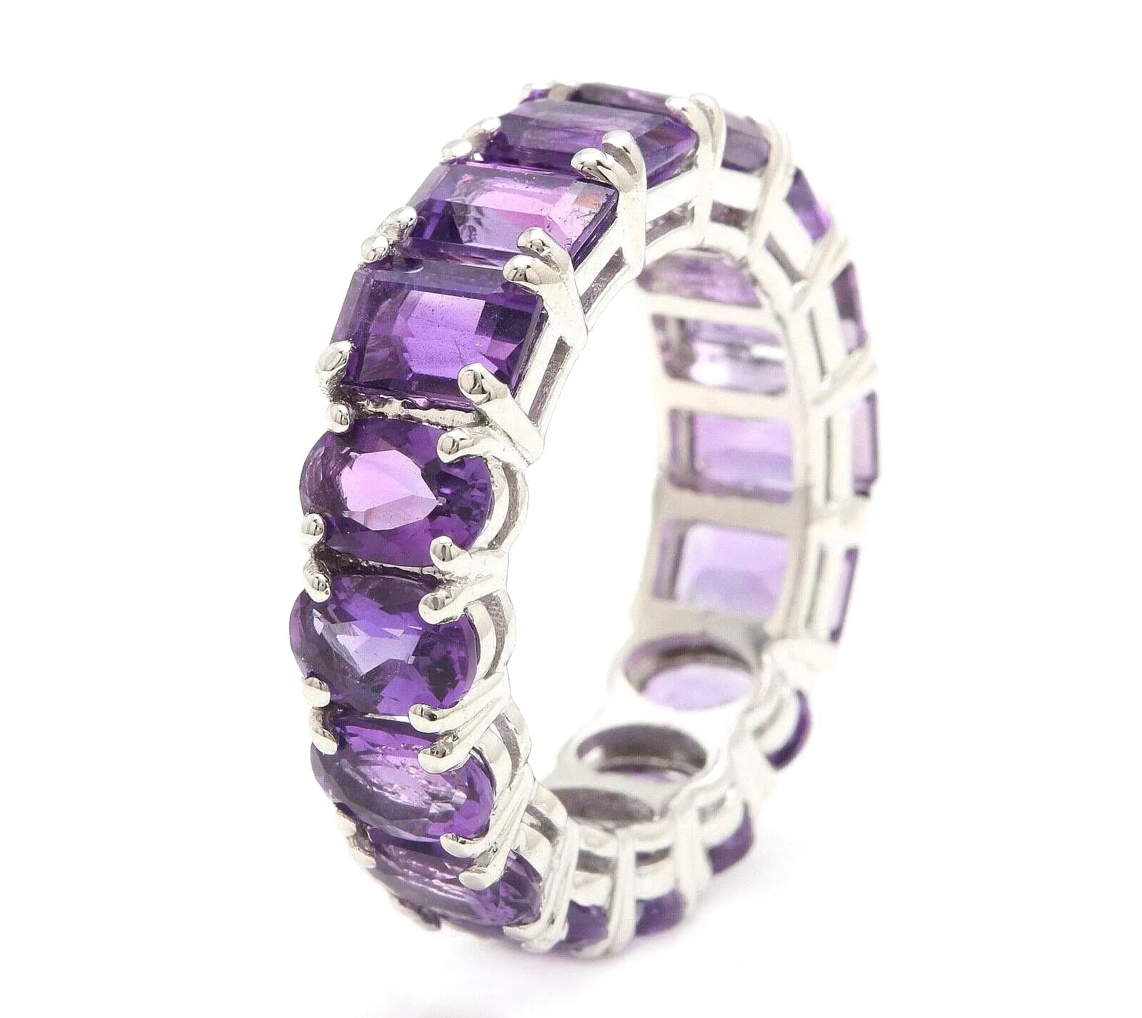8.00 Carats Exquisite Natural Amethyst 14K Solid White Gold Ring