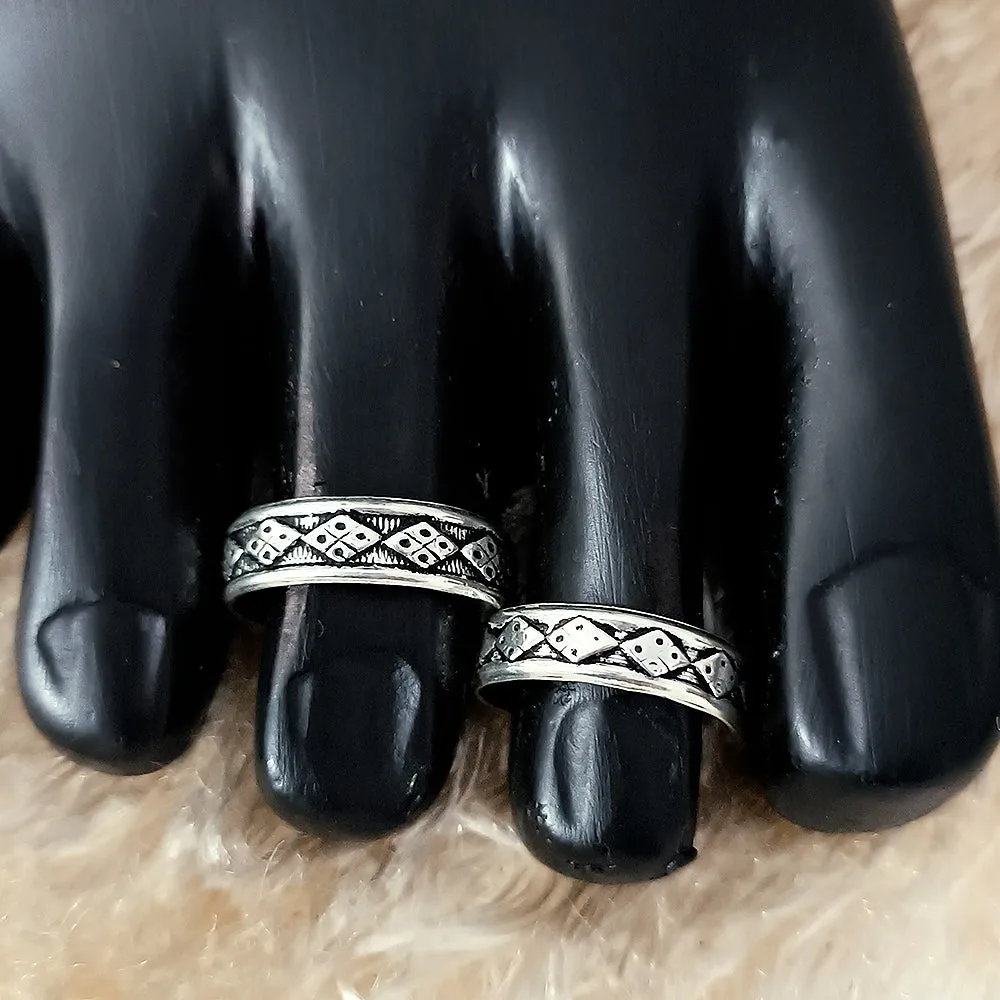 925 Silver Adjustable Toe Rings Pair (Design 102)