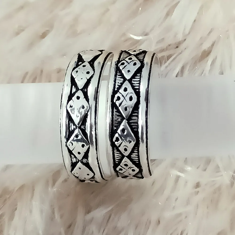 925 Silver Adjustable Toe Rings Pair (Design 102)