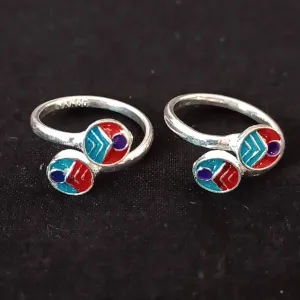 925 Silver Adjustable Toe Rings Pair (Design 111)
