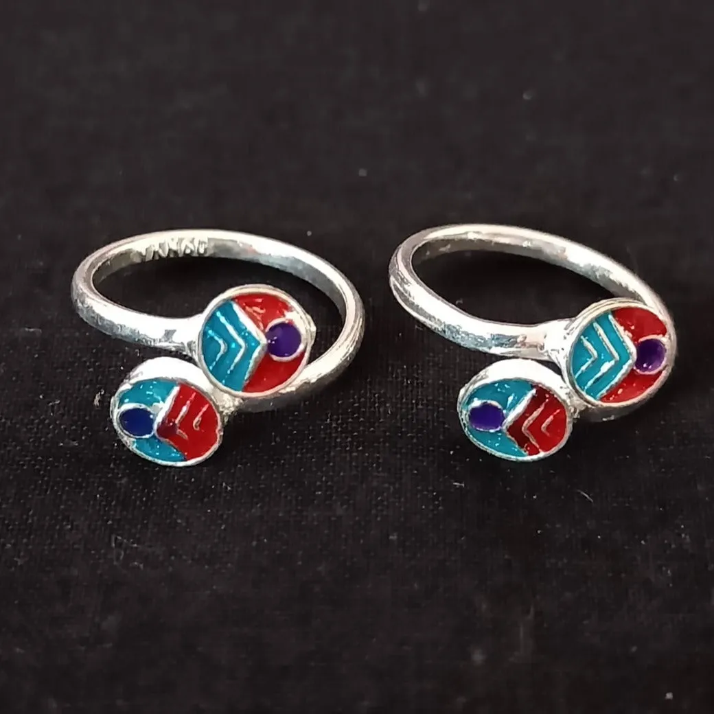 925 Silver Adjustable Toe Rings Pair (Design 111)
