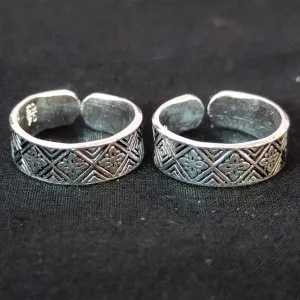 925 Silver Adjustable Toe Rings Pair (Design 128)