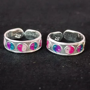 925 Silver Adjustable Toe Rings Pair (Design 129)
