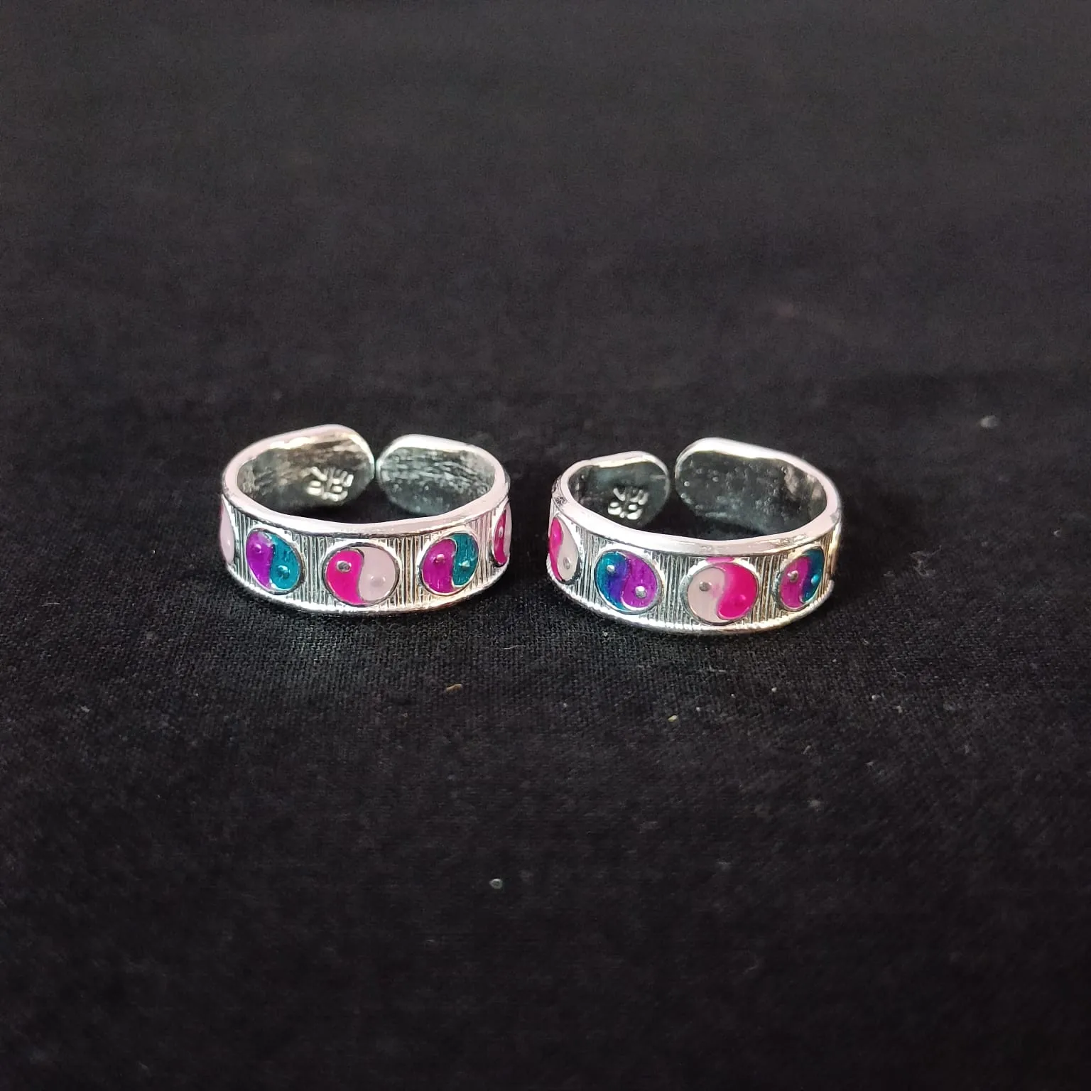 925 Silver Adjustable Toe Rings Pair (Design 129)