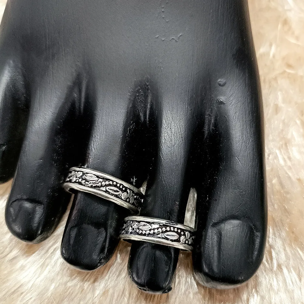 925 Silver Adjustable Toe Rings Pair (Design 68)